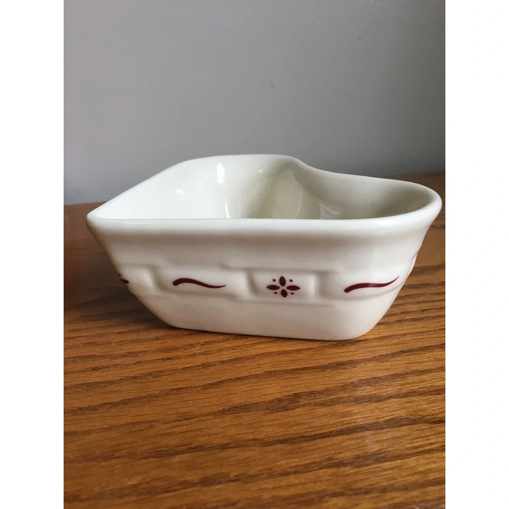 Longaberger Pottery Woven Traditions 'Traditional Red' Heart Ramekin Dish 39748